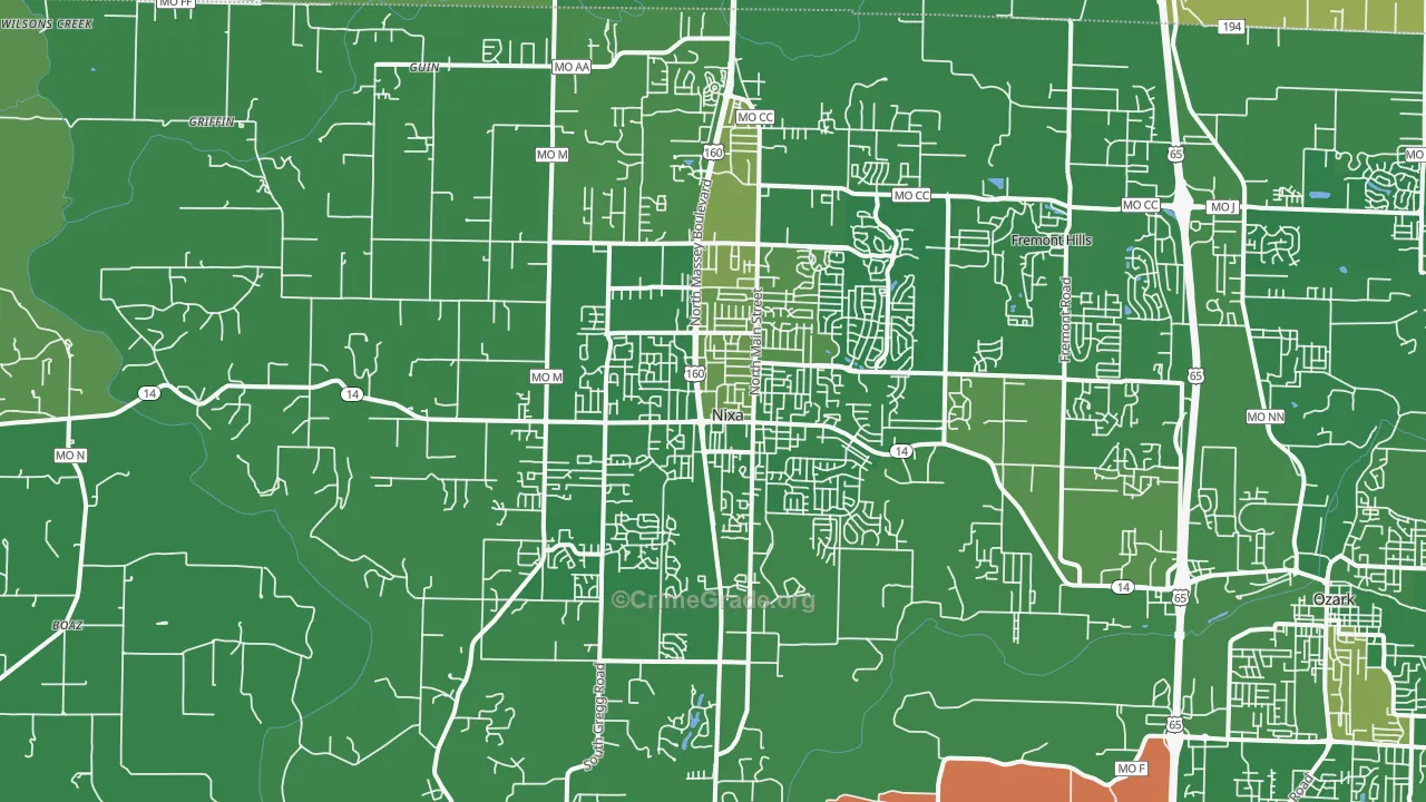 Nixa, MO Map of Murder Rates