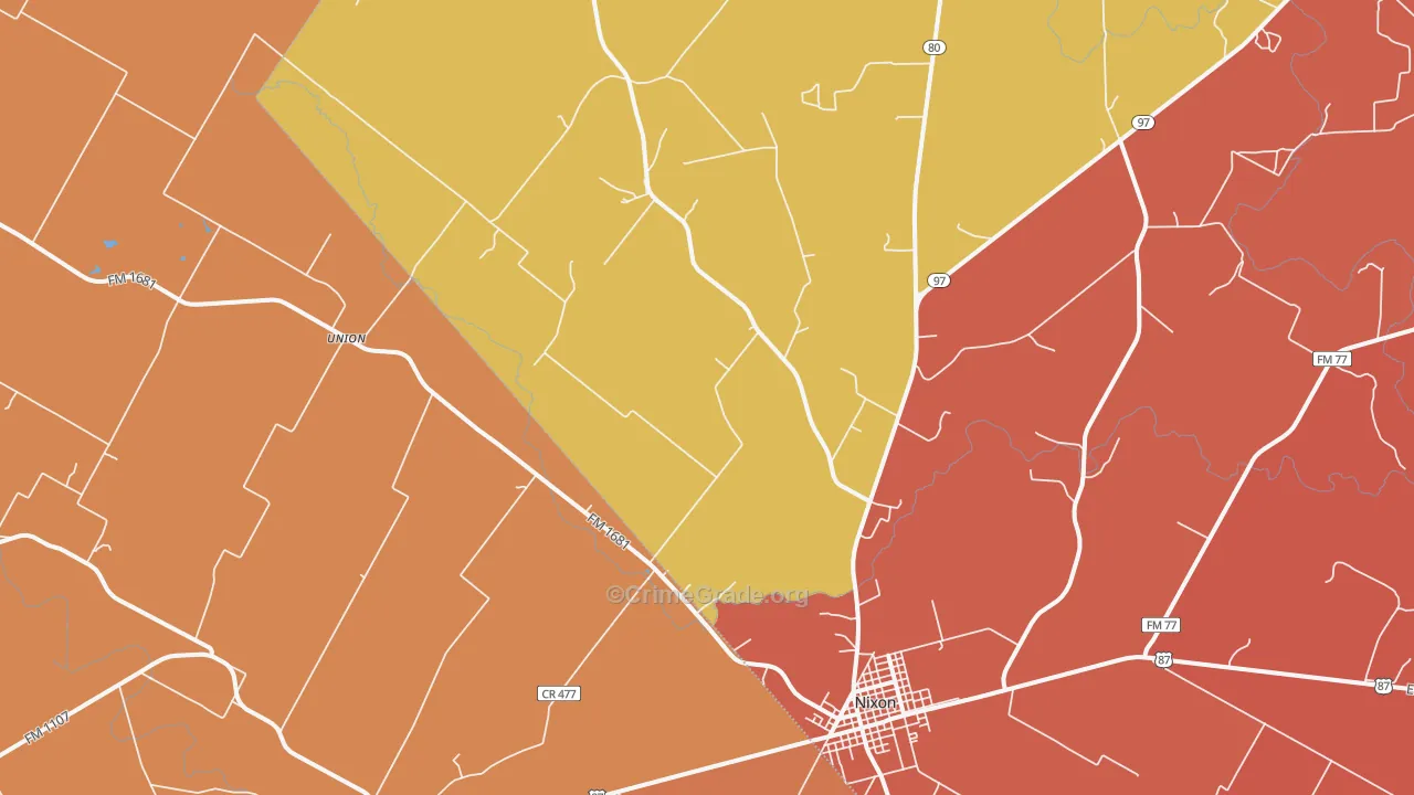 Nixon, TX Map of Murder Rates