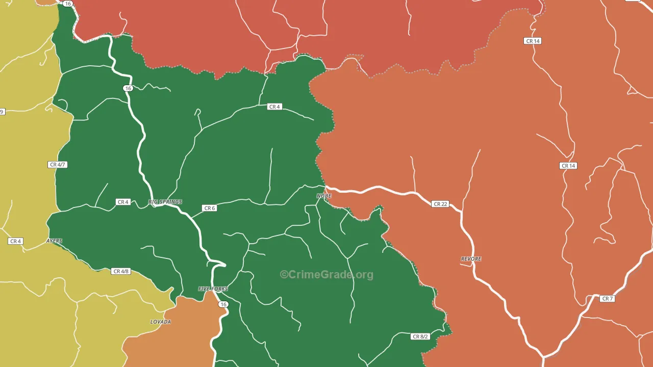 Nobe, WV Map of Murder Rates