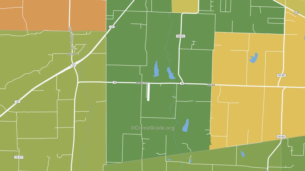 Nobility, TX Map of Murder Rates