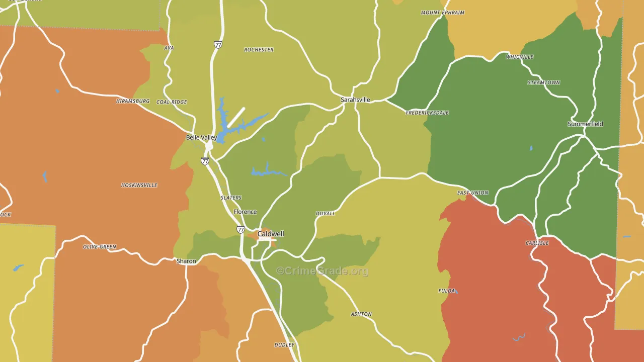 Noble County, OH Map of Murder Rates