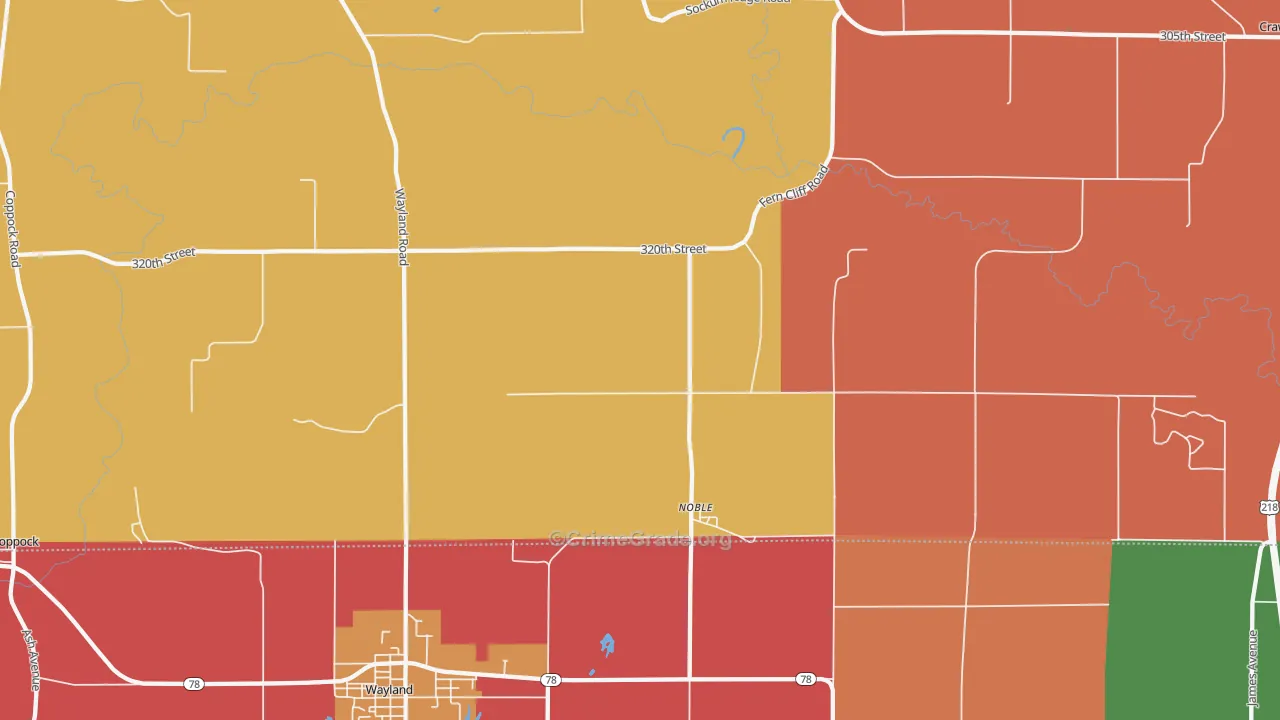 Noble, IA Map of Murder Rates