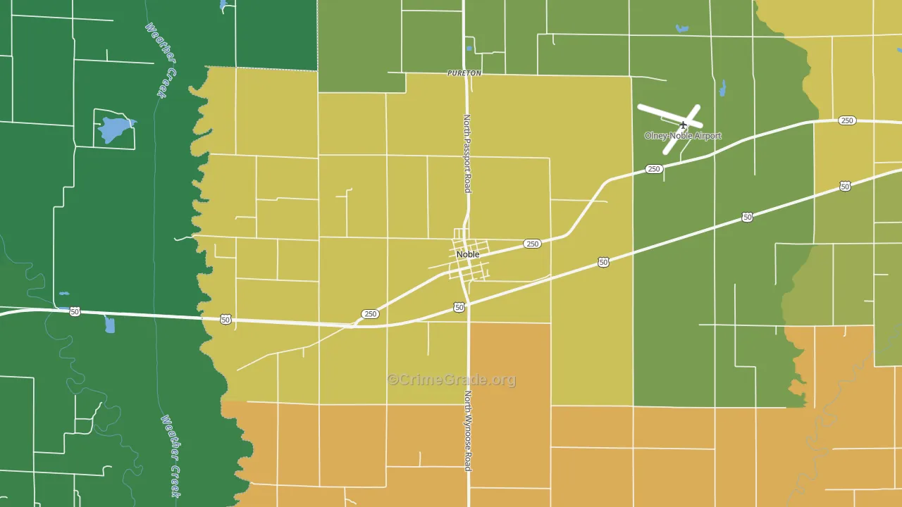 Noble, IL Map of Murder Rates