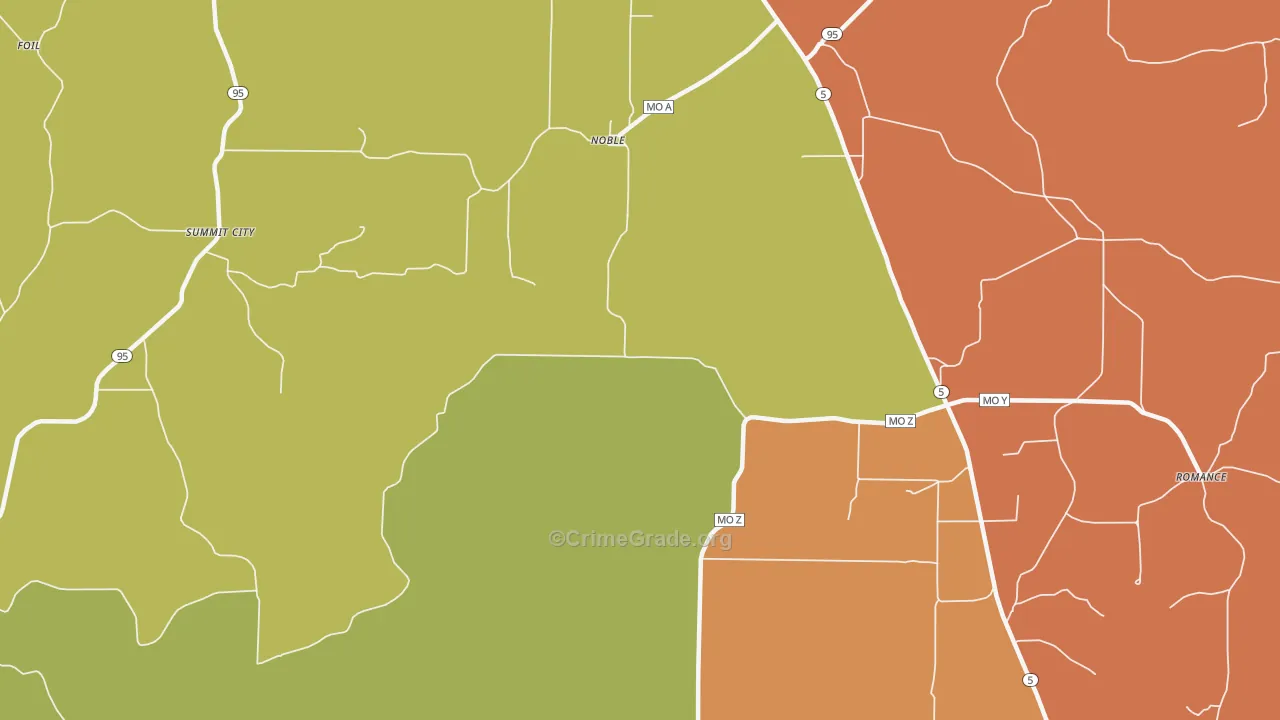 Noble, MO Map of Murder Rates