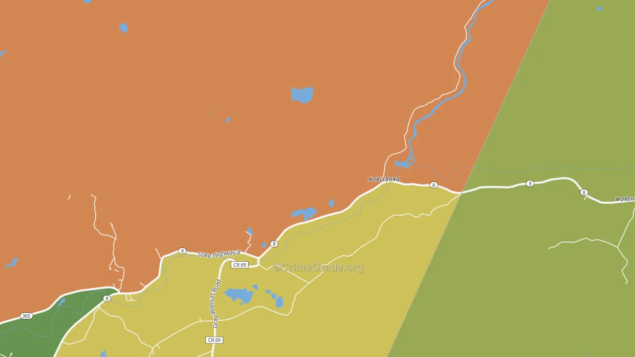 Nobleboro, NY Map of Murder Rates