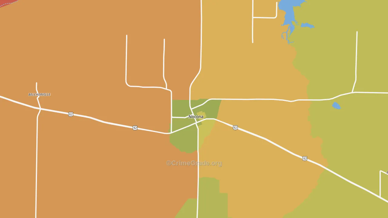 Nocona, TX Map of Murder Rates