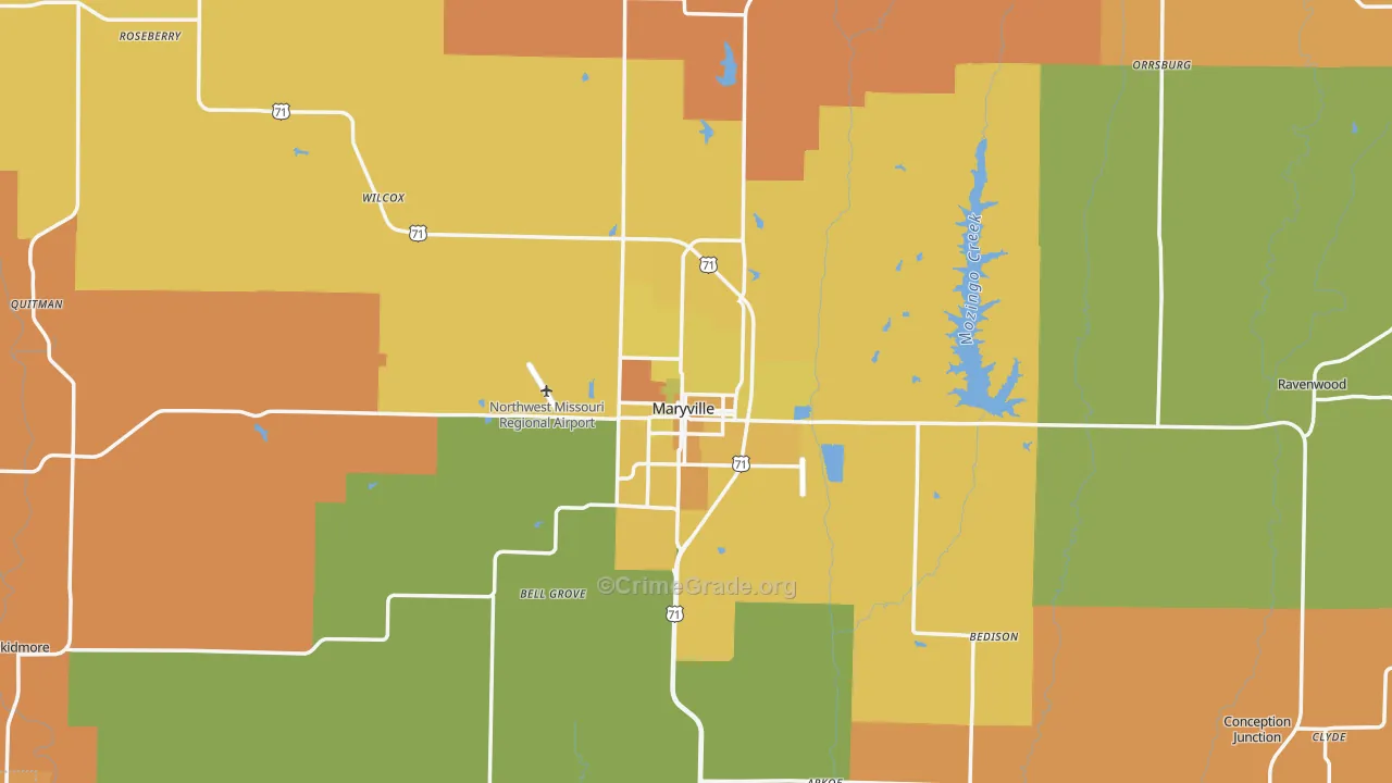 Nodaway County, MO Map of Murder Rates
