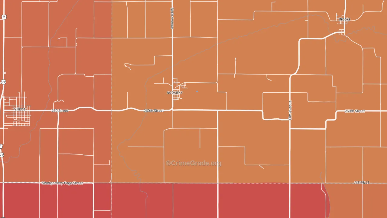 Nodaway, IA Map of Murder Rates