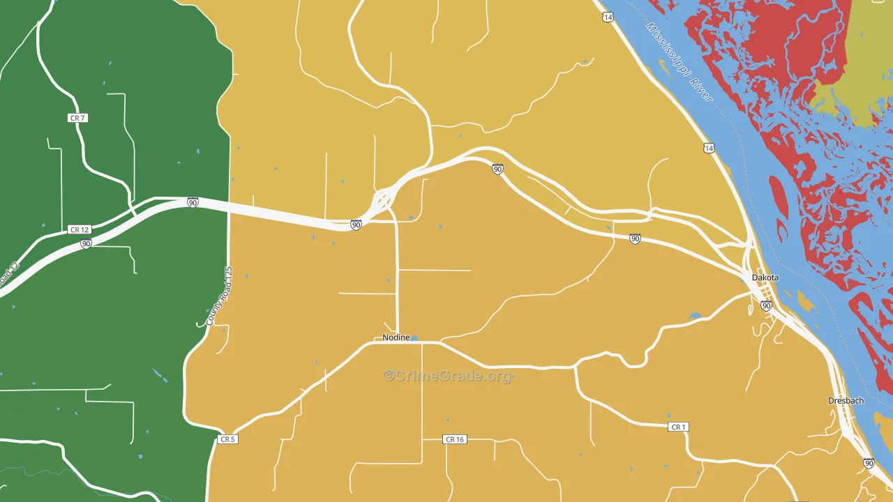 Nodine, MN Map of Murder Rates