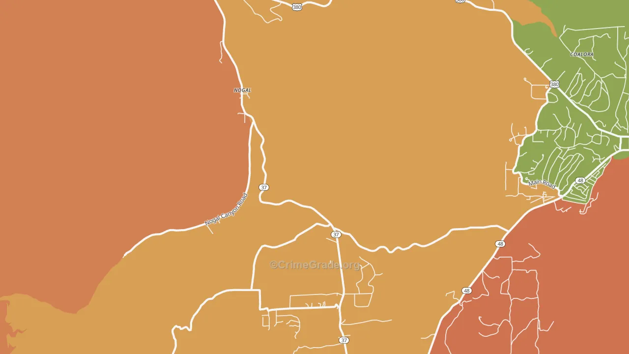 Nogal, NM Map of Murder Rates