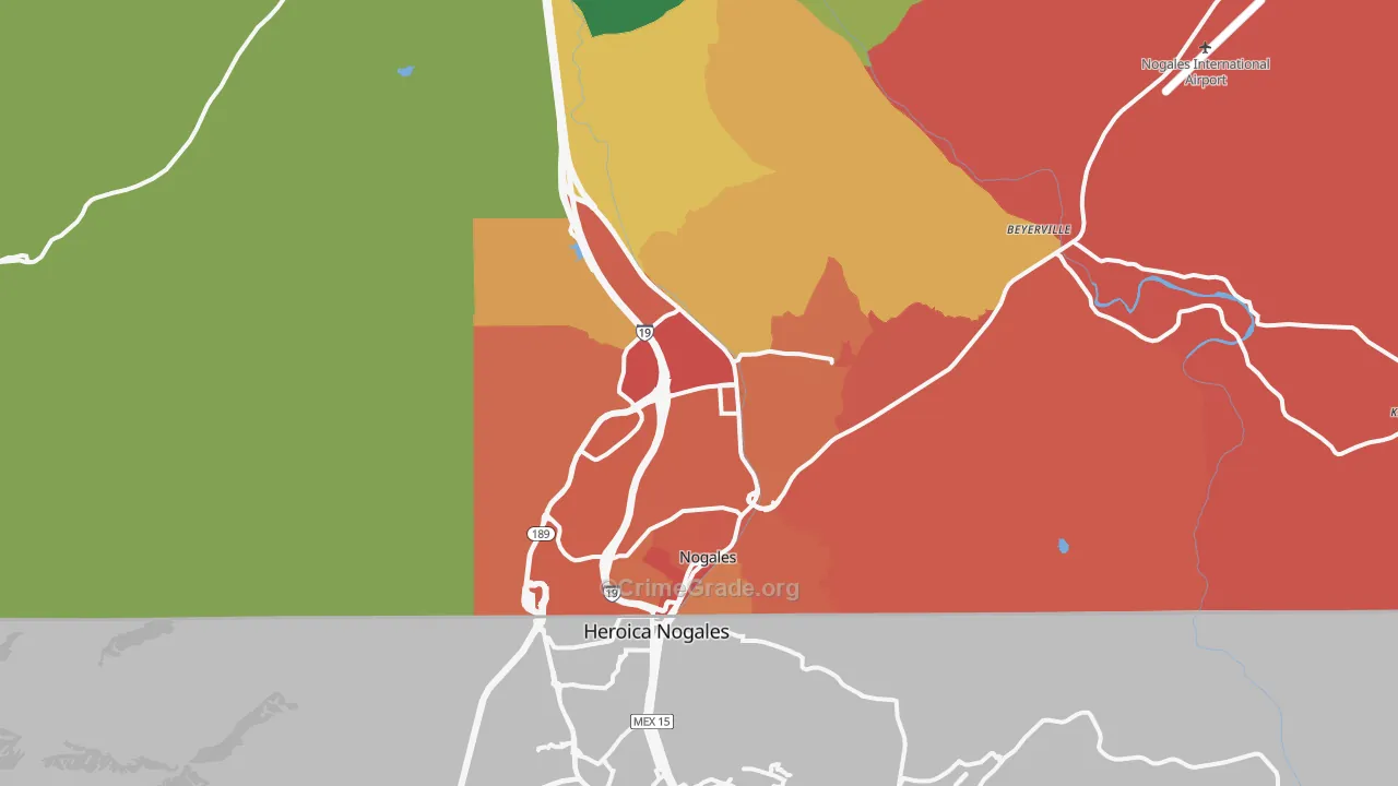 Nogales, AZ Map of Murder Rates