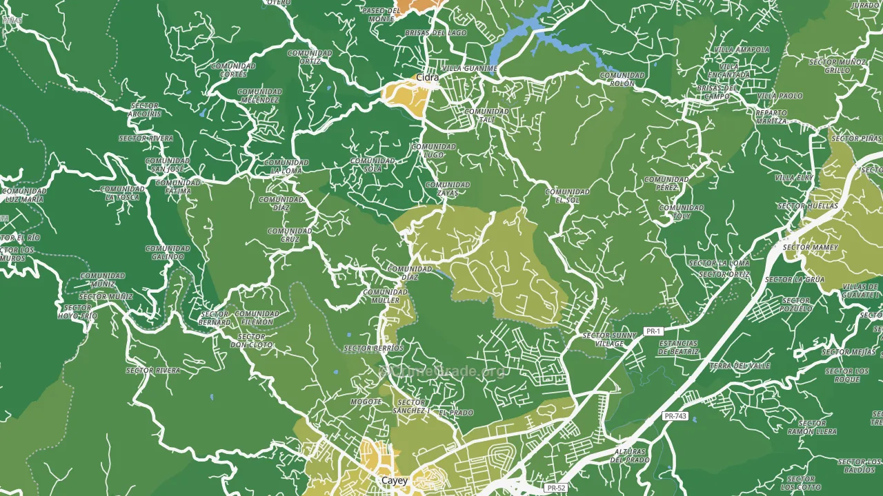 Nogueras, PR Map of Murder Rates