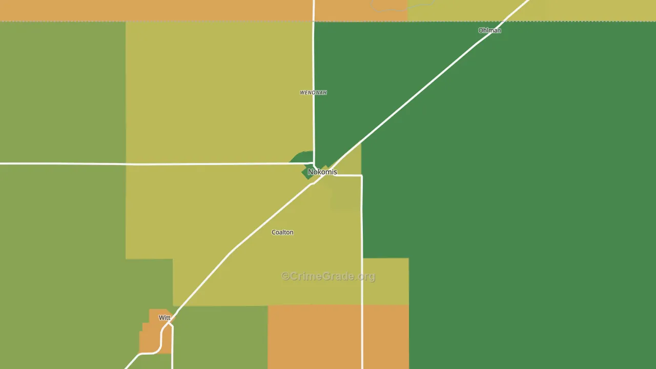Nokomis, IL Map of Murder Rates