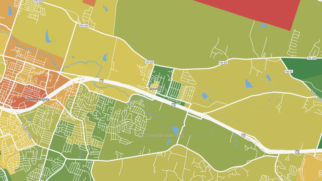 Nolanville, TX Map of Murder Rates
