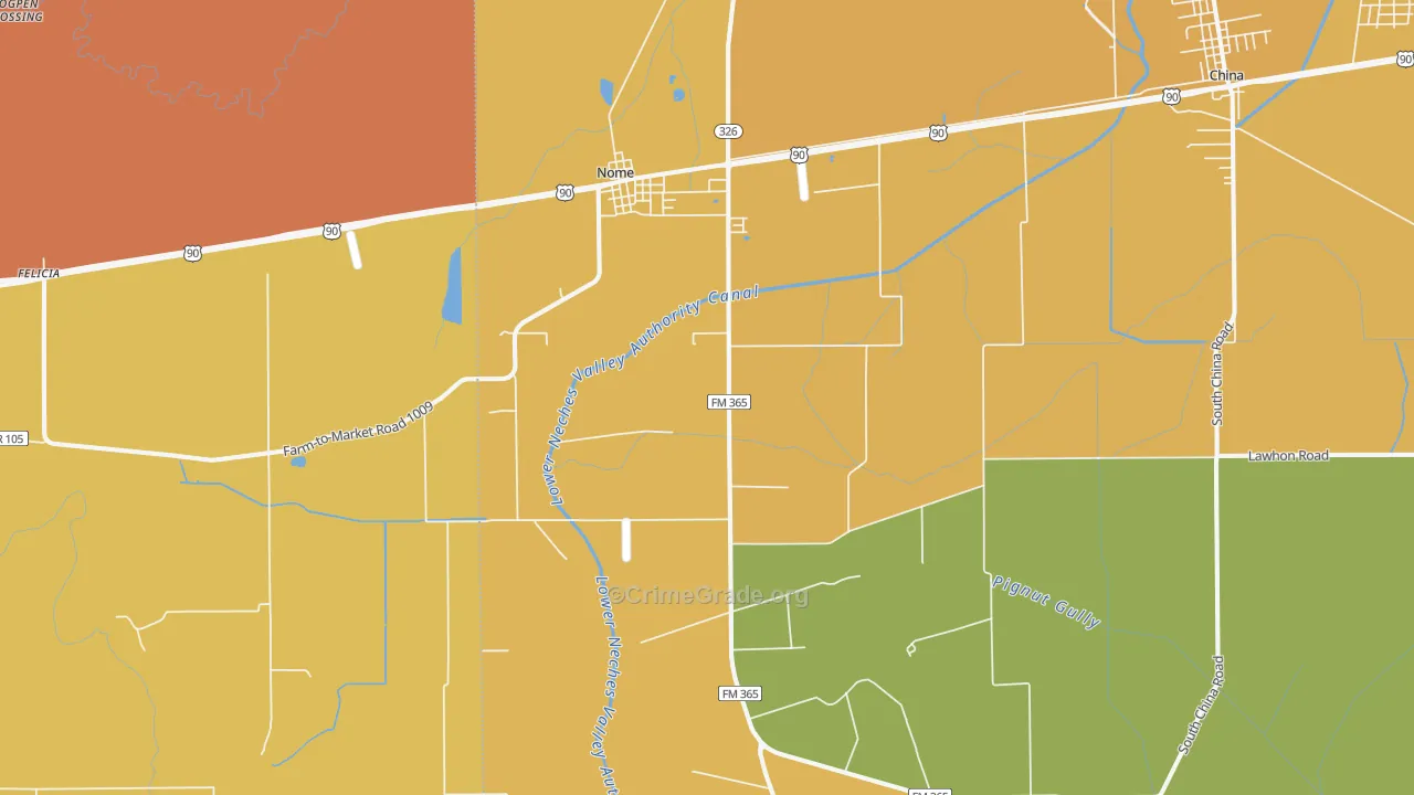 Nome, TX Map of Murder Rates