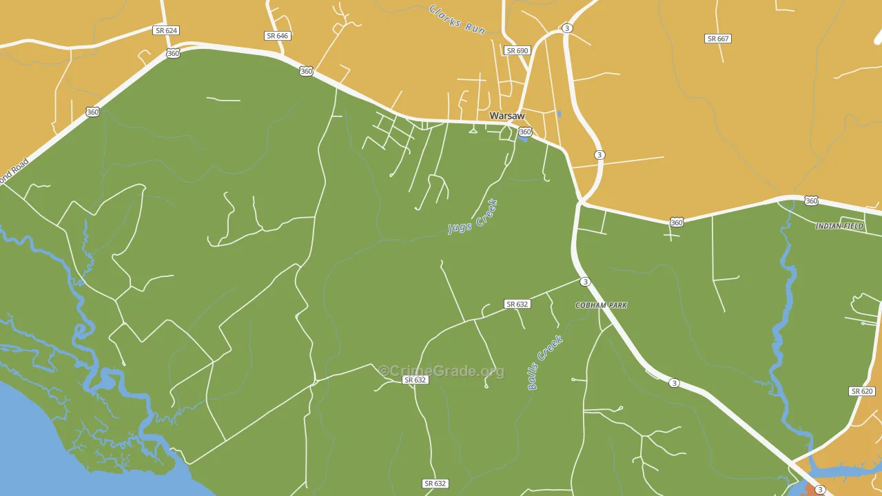 Nomini Grove, VA Map of Murder Rates