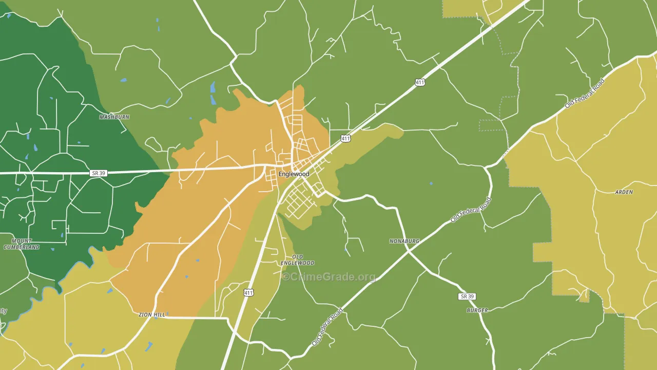 Nonaburg, TN Map of Murder Rates