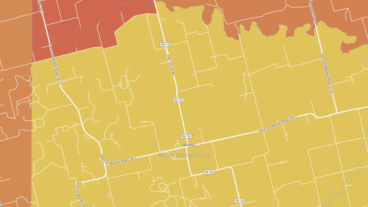 Noodle, TX Map of Murder Rates