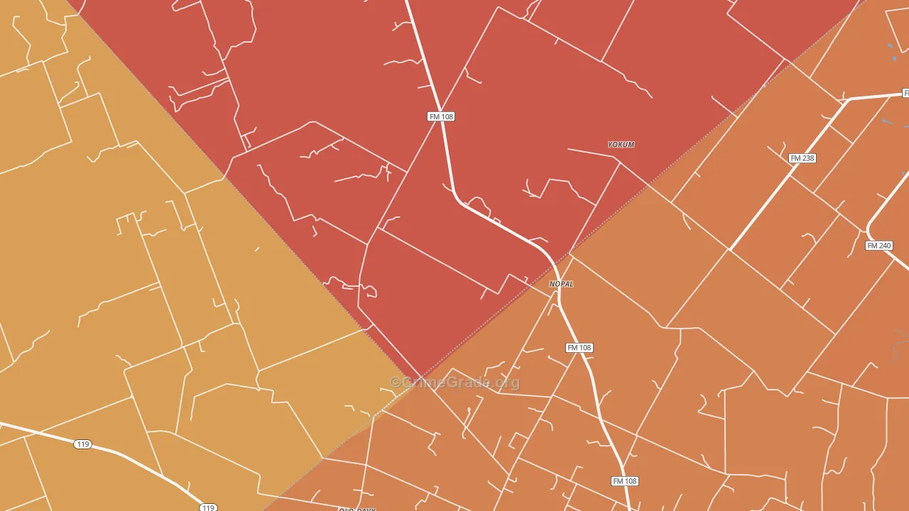 Nopal, TX Map of Murder Rates