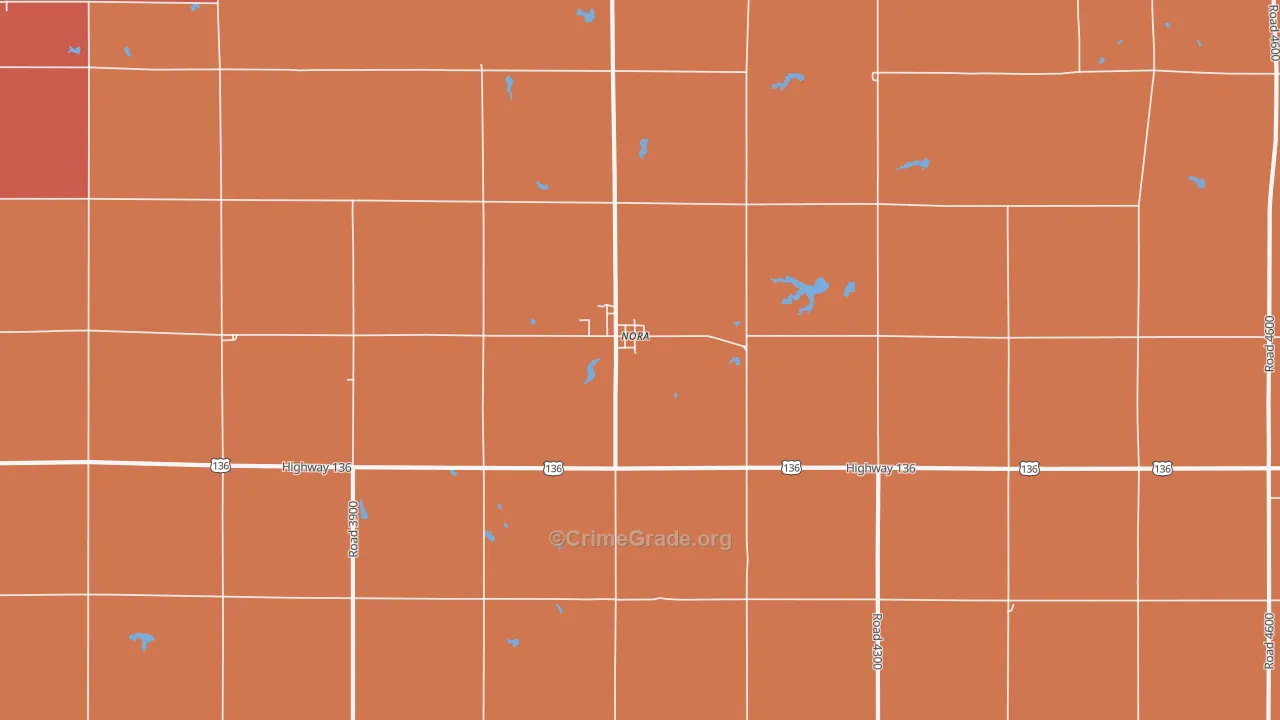 Nora, NE Map of Murder Rates