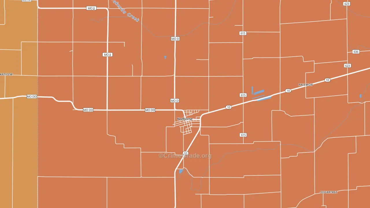 Norborne, MO Map of Murder Rates