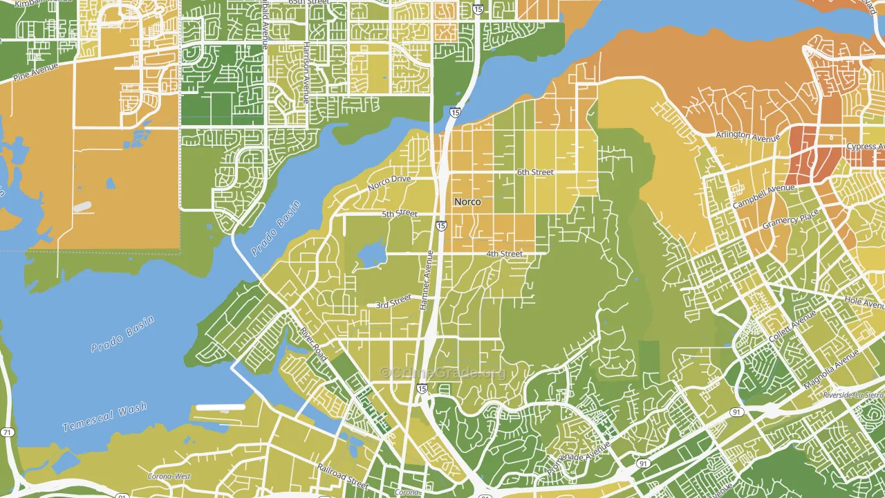 Norco, CA Map of Murder Rates