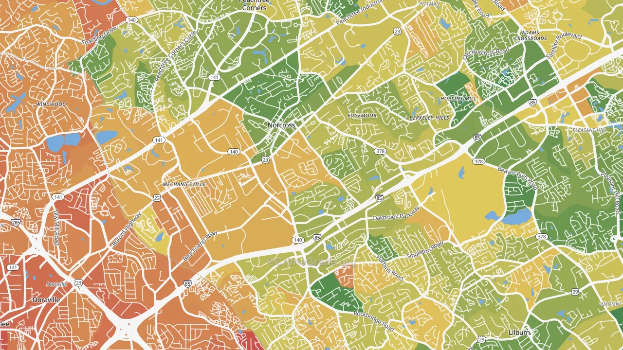 Norcross, GA Map of Murder Rates