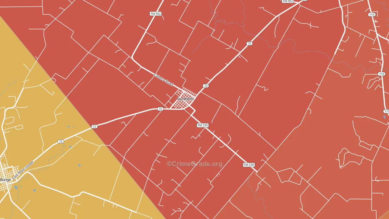 Nordheim, TX Map of Murder Rates