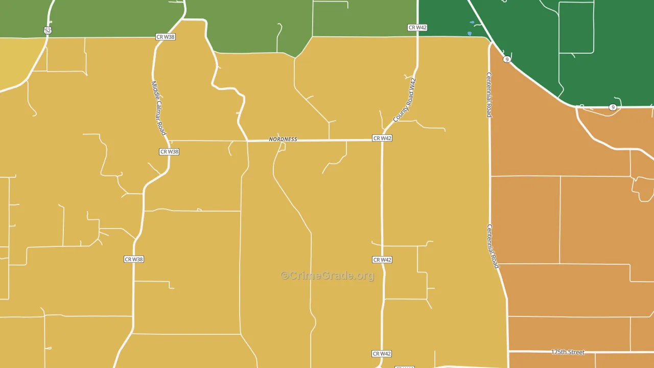 Nordness, IA Map of Murder Rates