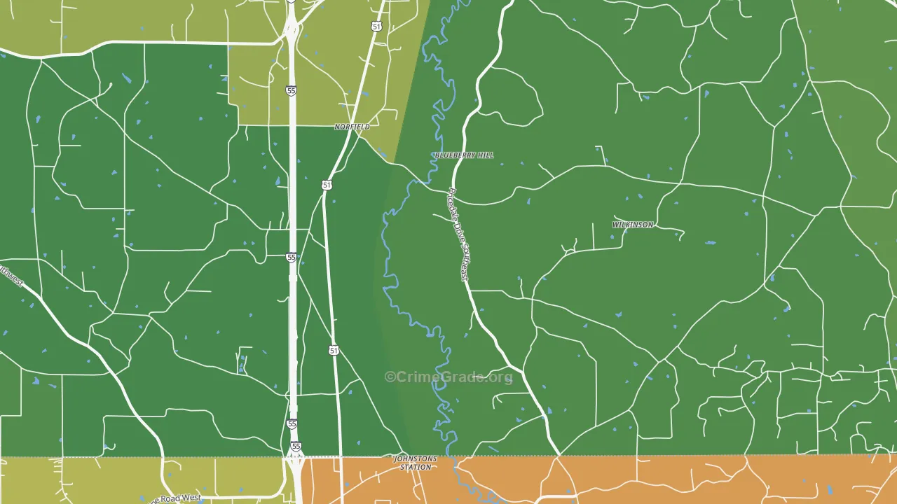 Norfield, MS Map of Murder Rates