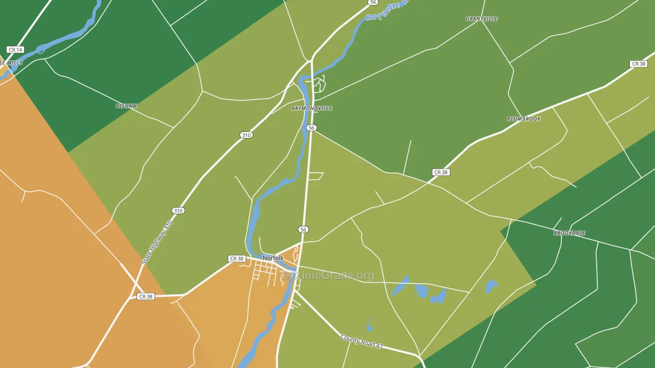 Norfolk, NY Map of Murder Rates