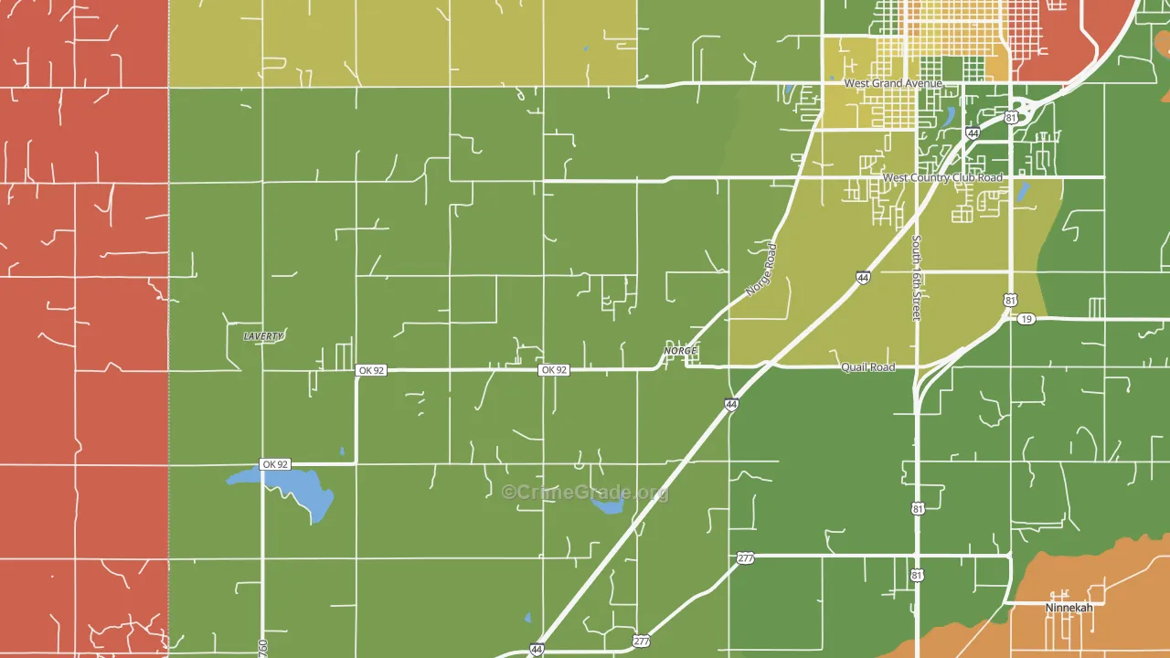 Norge, OK Map of Murder Rates