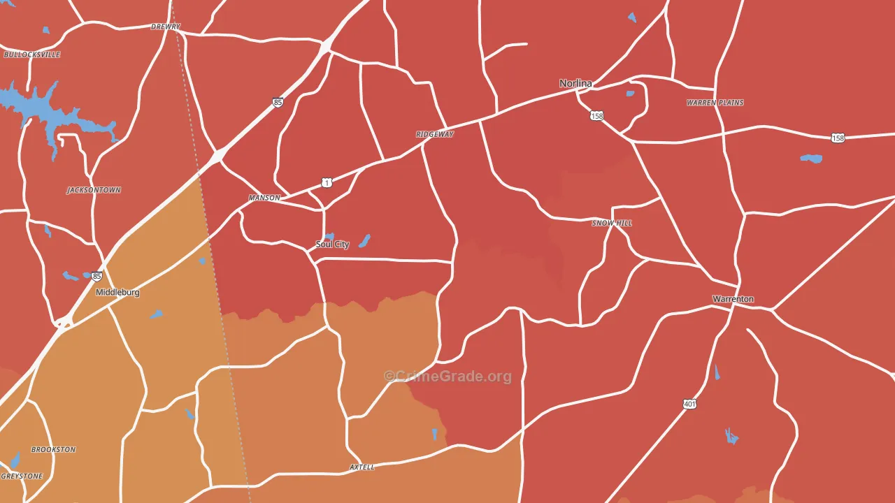 Norlina, NC Map of Murder Rates