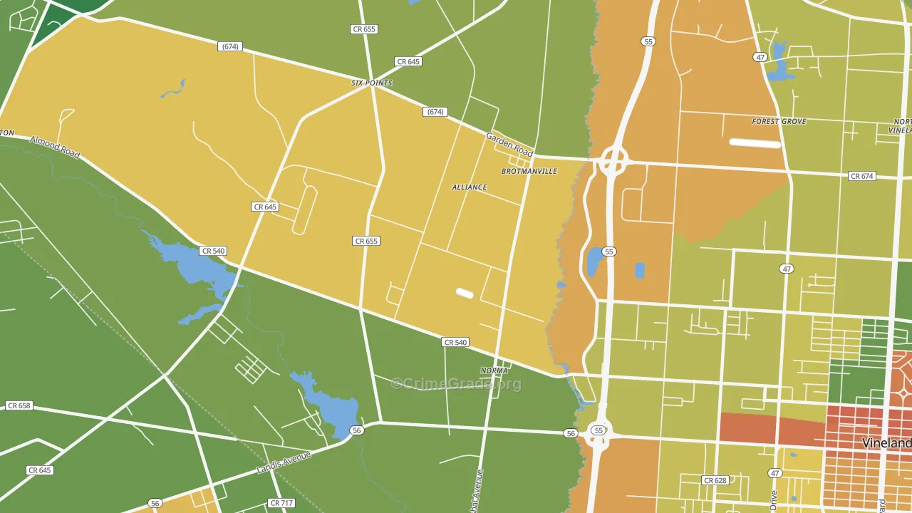 Norma, NJ Map of Murder Rates