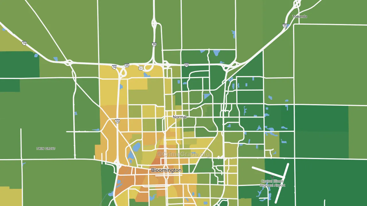 Normal, IL Map of Murder Rates