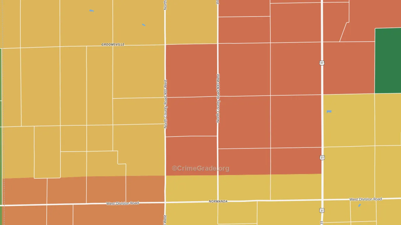 Normanda, IN Map of Murder Rates