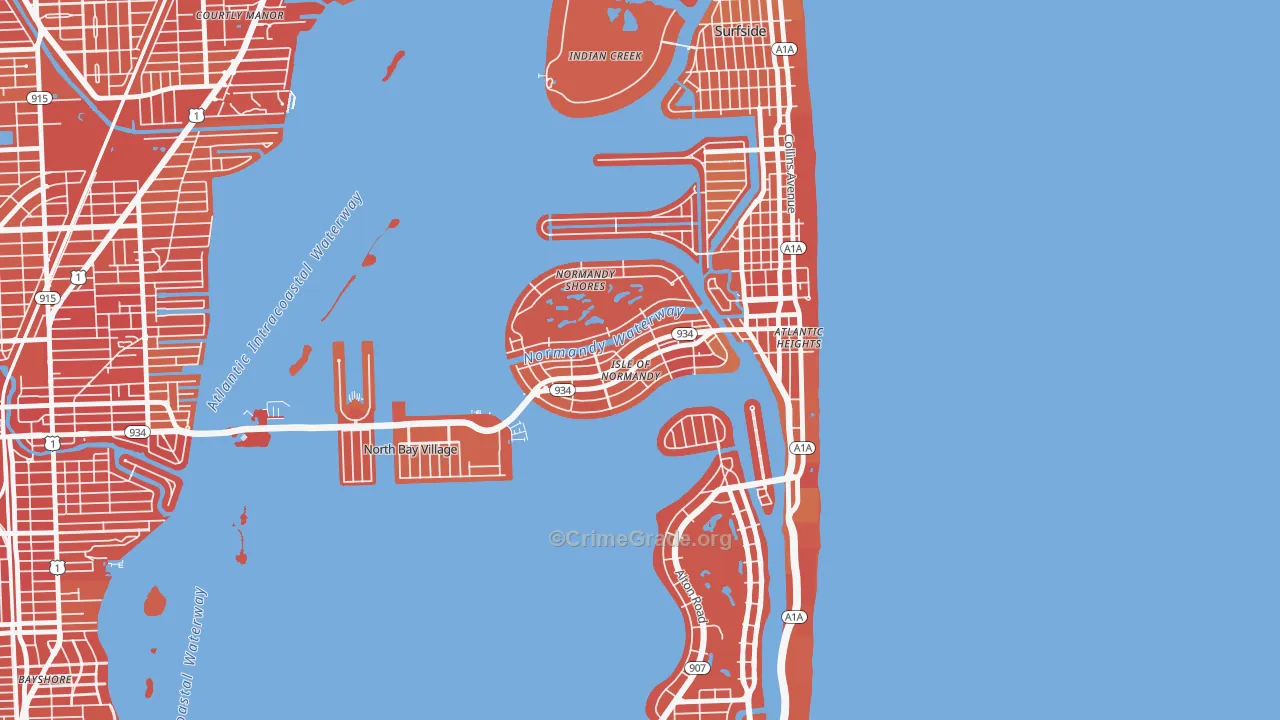 Normandy Isles, North Bay Village, FL Map of Murder Rates