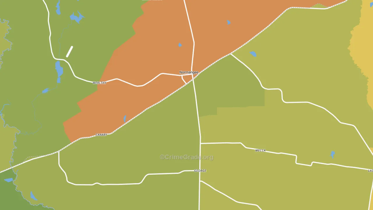 Normangee, TX Map of Murder Rates