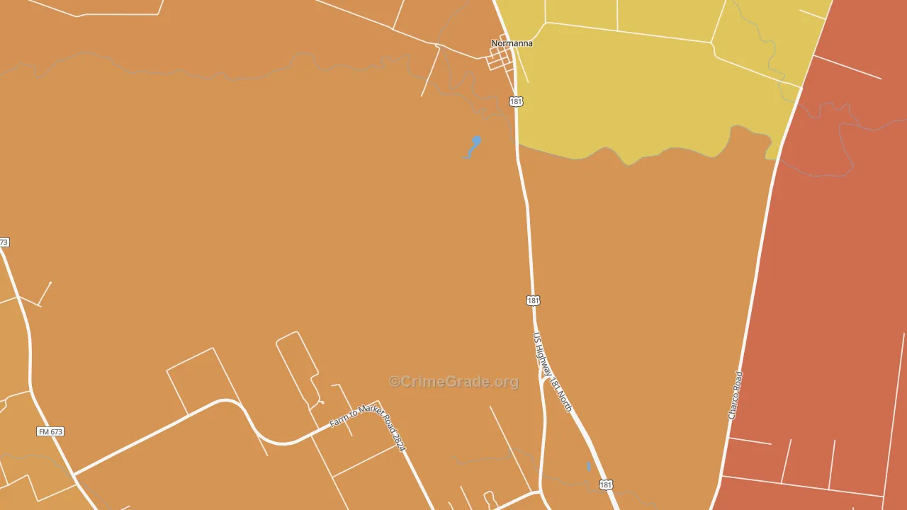 Normanna, TX Map of Murder Rates