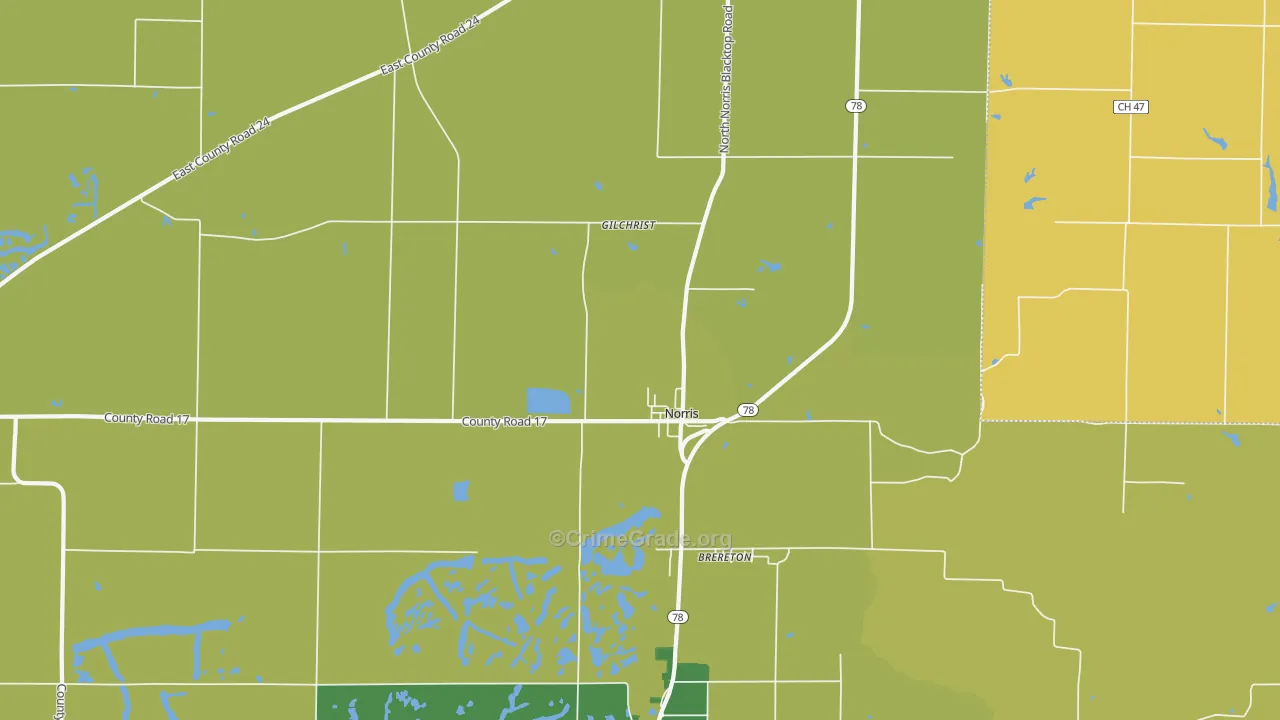 Norris, IL Map of Murder Rates