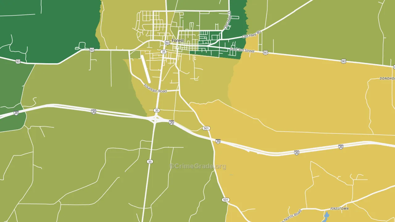 Norris, MS Map of Murder Rates