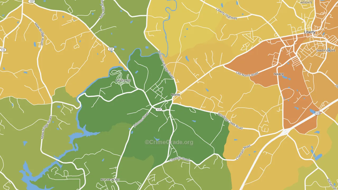 Norris, SC Map of Murder Rates