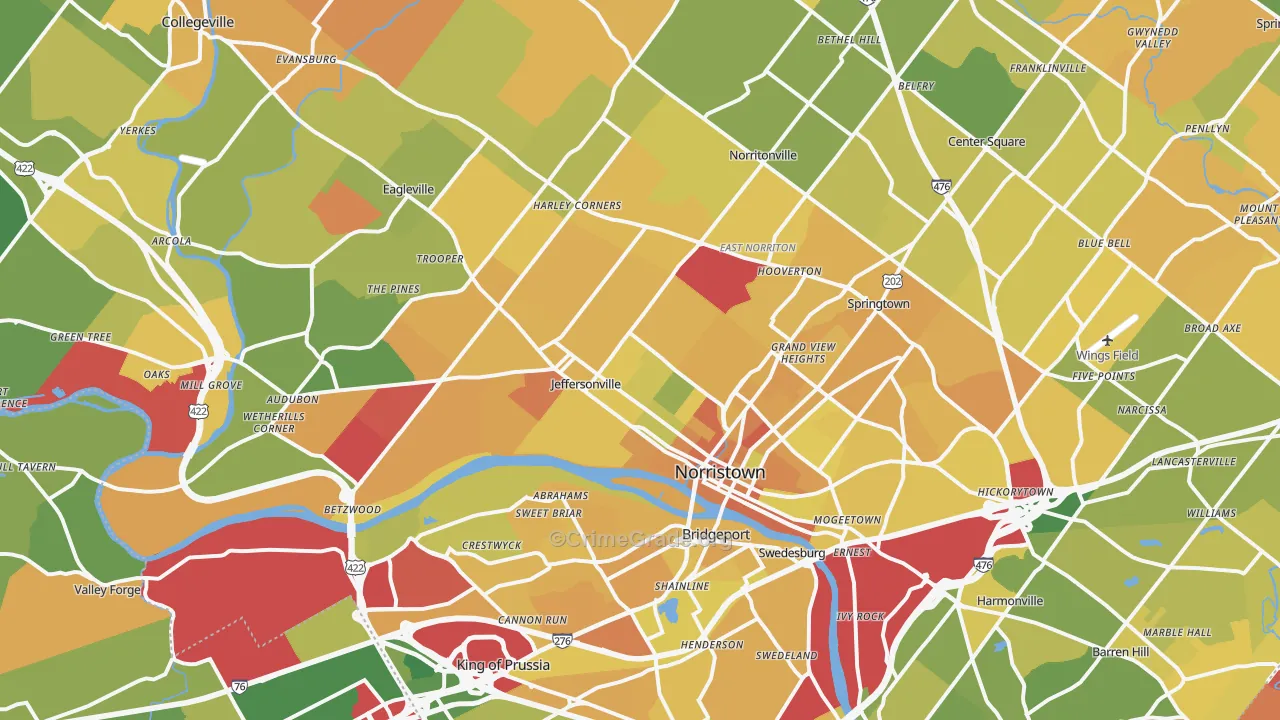 Norristown, PA Map of Murder Rates
