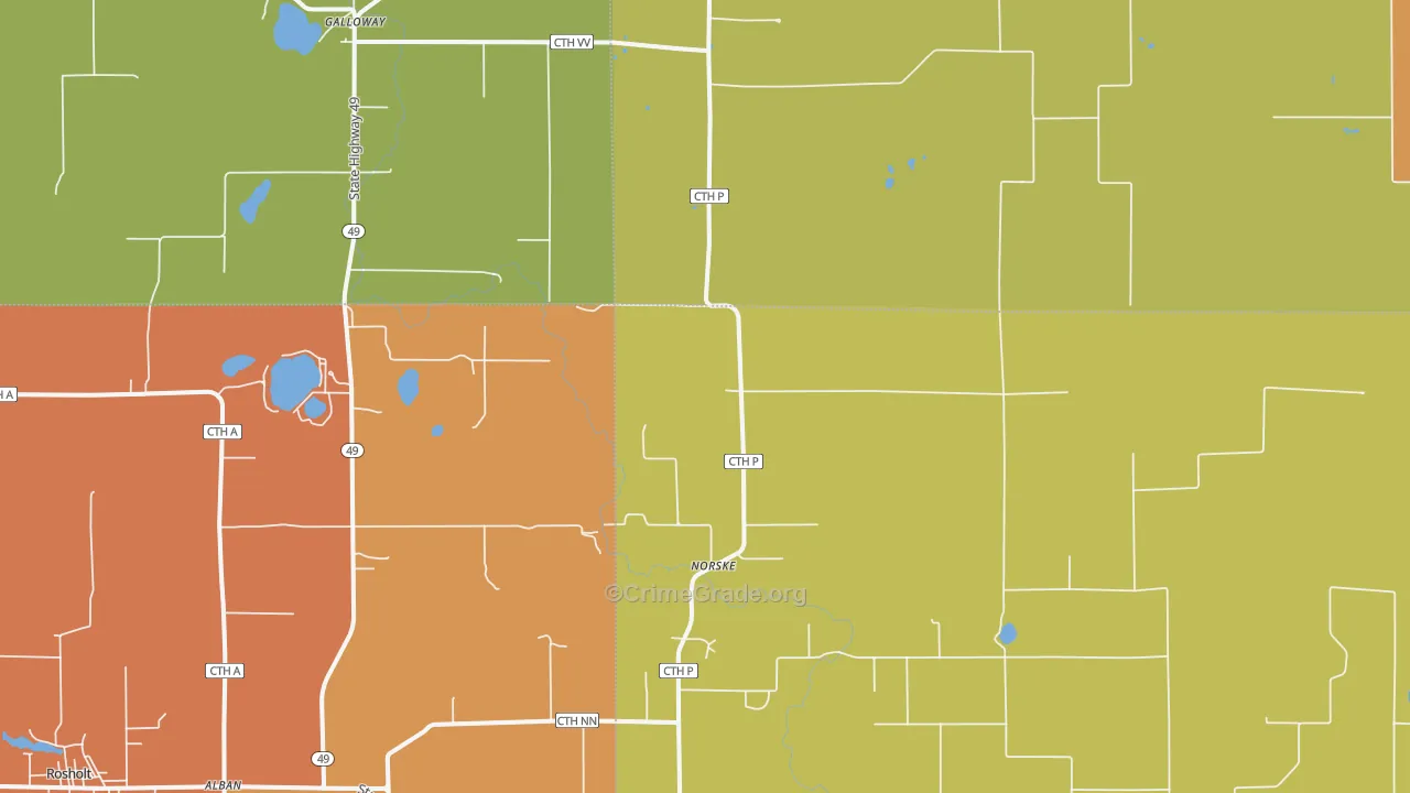 Norske, WI Map of Murder Rates