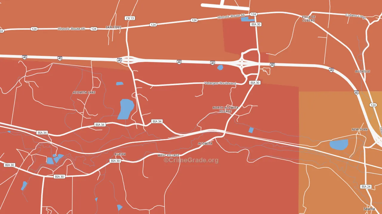 North Acomita Village, NM Map of Murder Rates