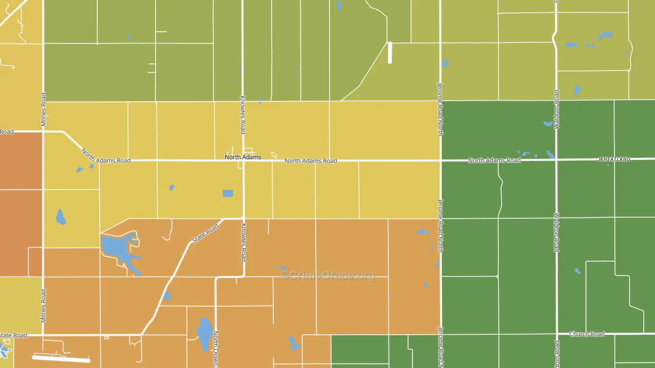 North Adams, MI Map of Murder Rates