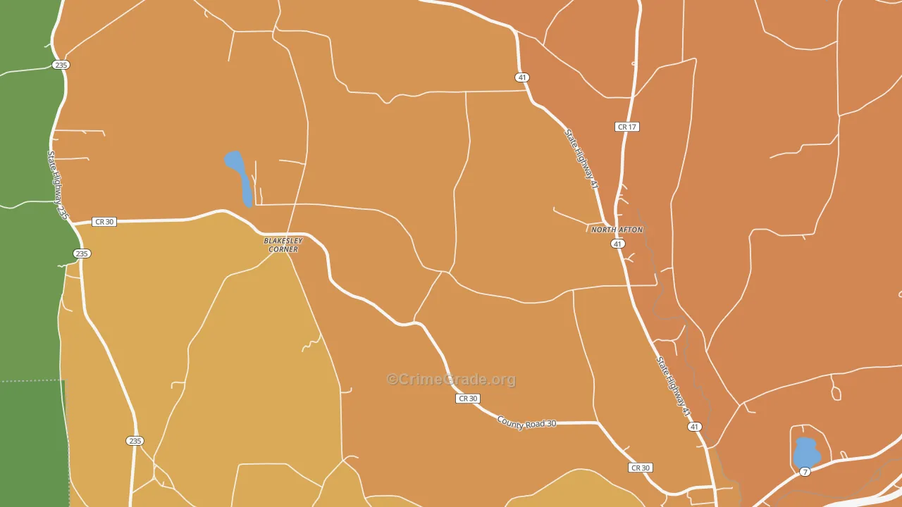 North Afton, NY Map of Murder Rates