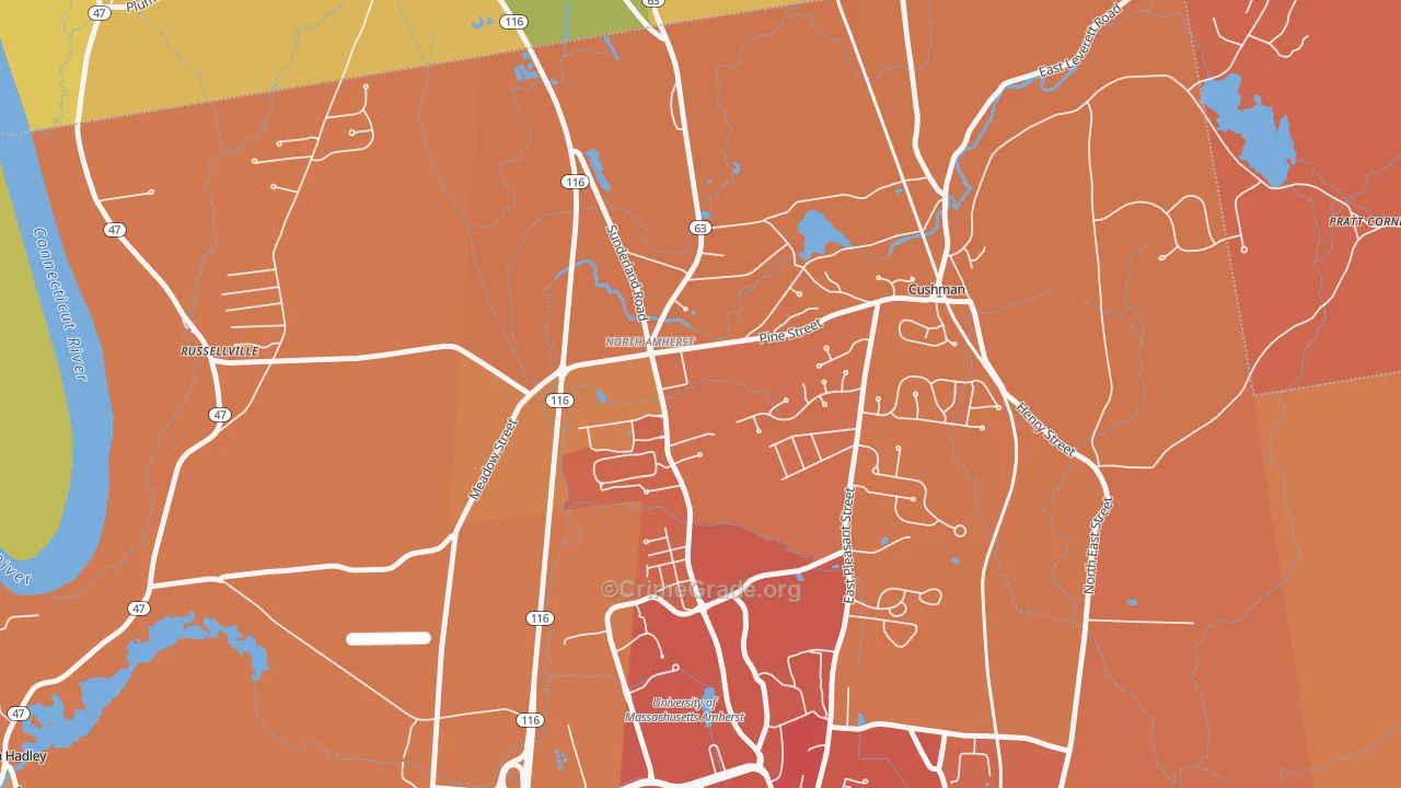 North Amherst, Amherst, MA Map of Murder Rates
