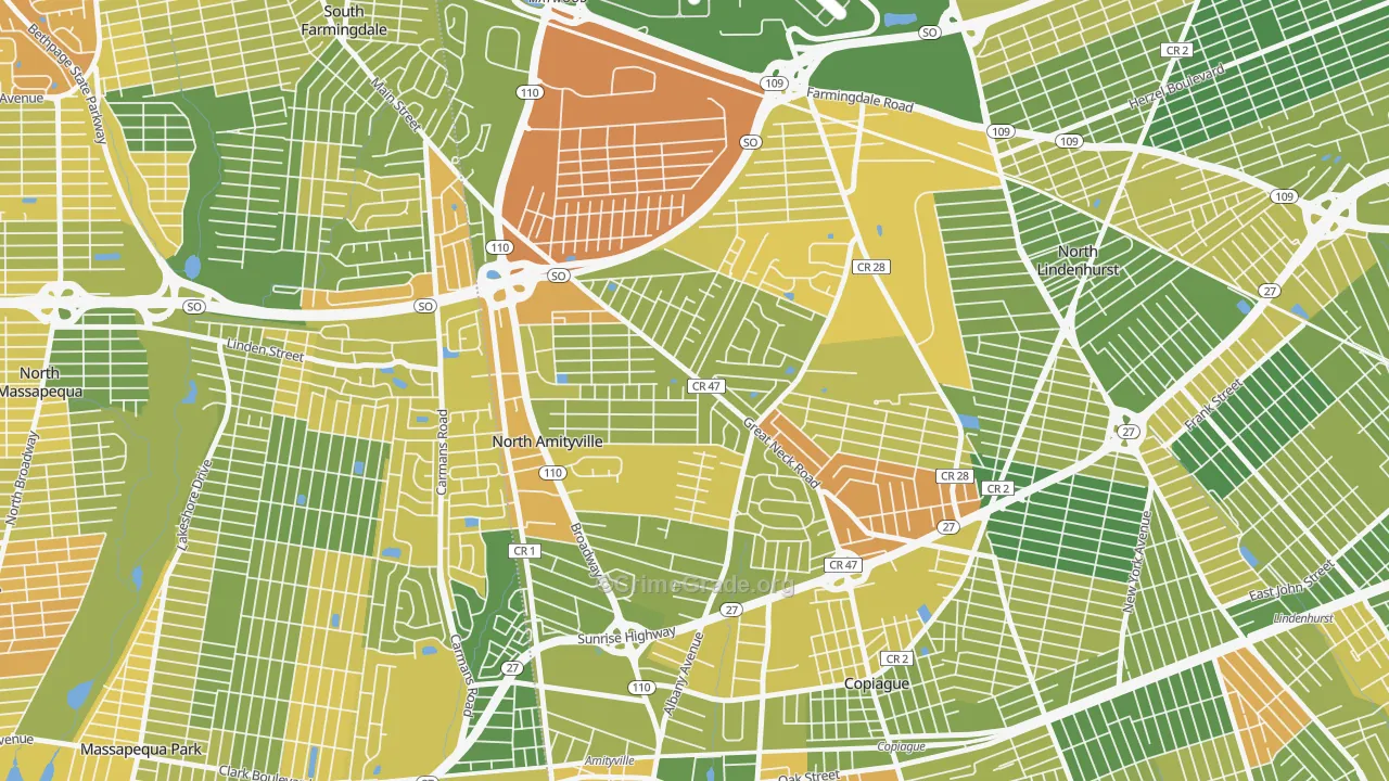 North Amityville, NY Map of Murder Rates