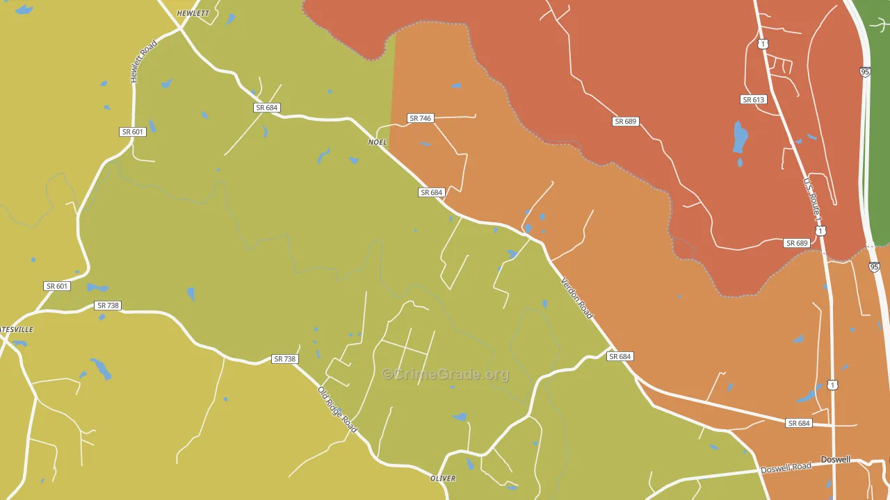 North Anna, VA Map of Murder Rates